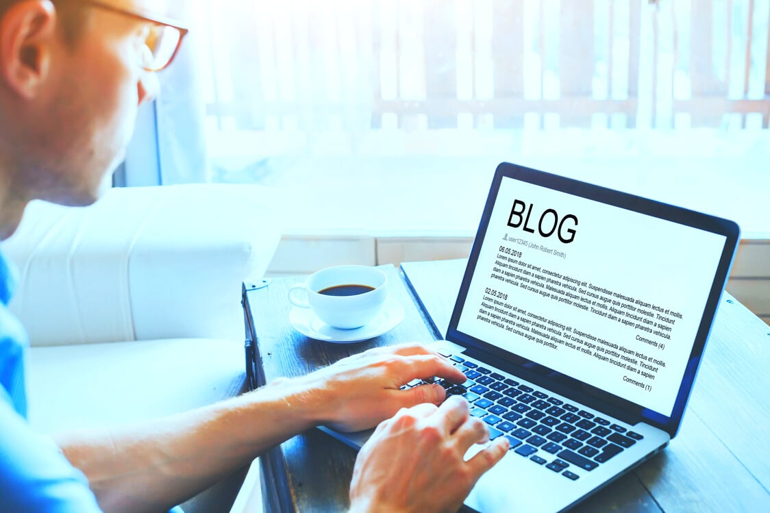 blog, blogger influencer writing new article, blogging